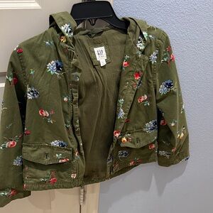 GAP Kids Olive Floral Jean Jacket